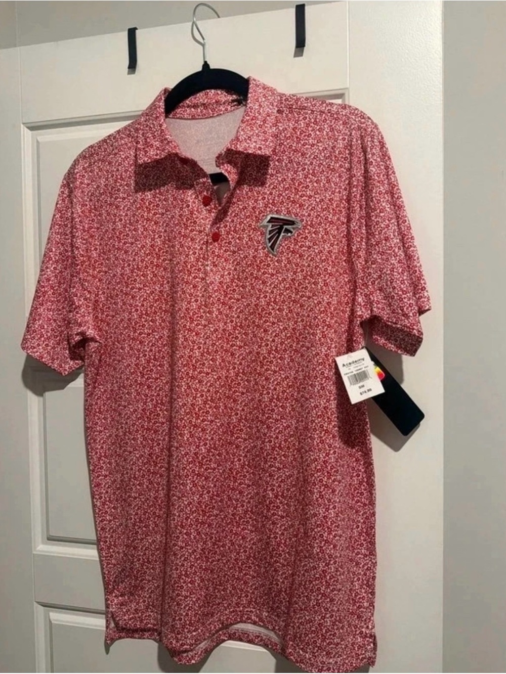 Antigua Red Micro-Print Polo with Falcons Logo